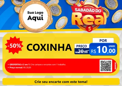 Modelo de Cartaz para Cartaz A4 Horizontal com o tema Sabadão do Real para Salgadaria