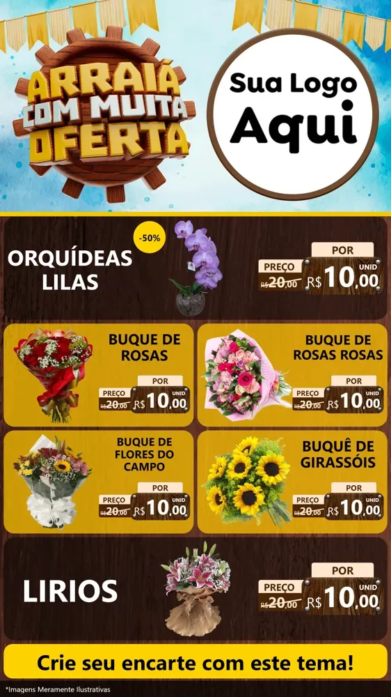 Modelo de TV para TV Vertical com o tema Ofertas de São João - Junina para Floricultura e jardim