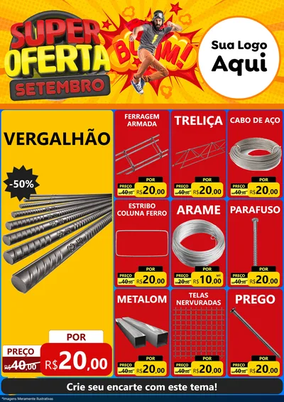 Modelo de Encarte para Encarte A4 Vertical com o tema Super Oferta Setembro para Ferragens