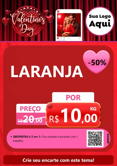 Modelo de Cartaz para Cartaz A4 Vertical com o tema Valentine's Day para Hortifrúti