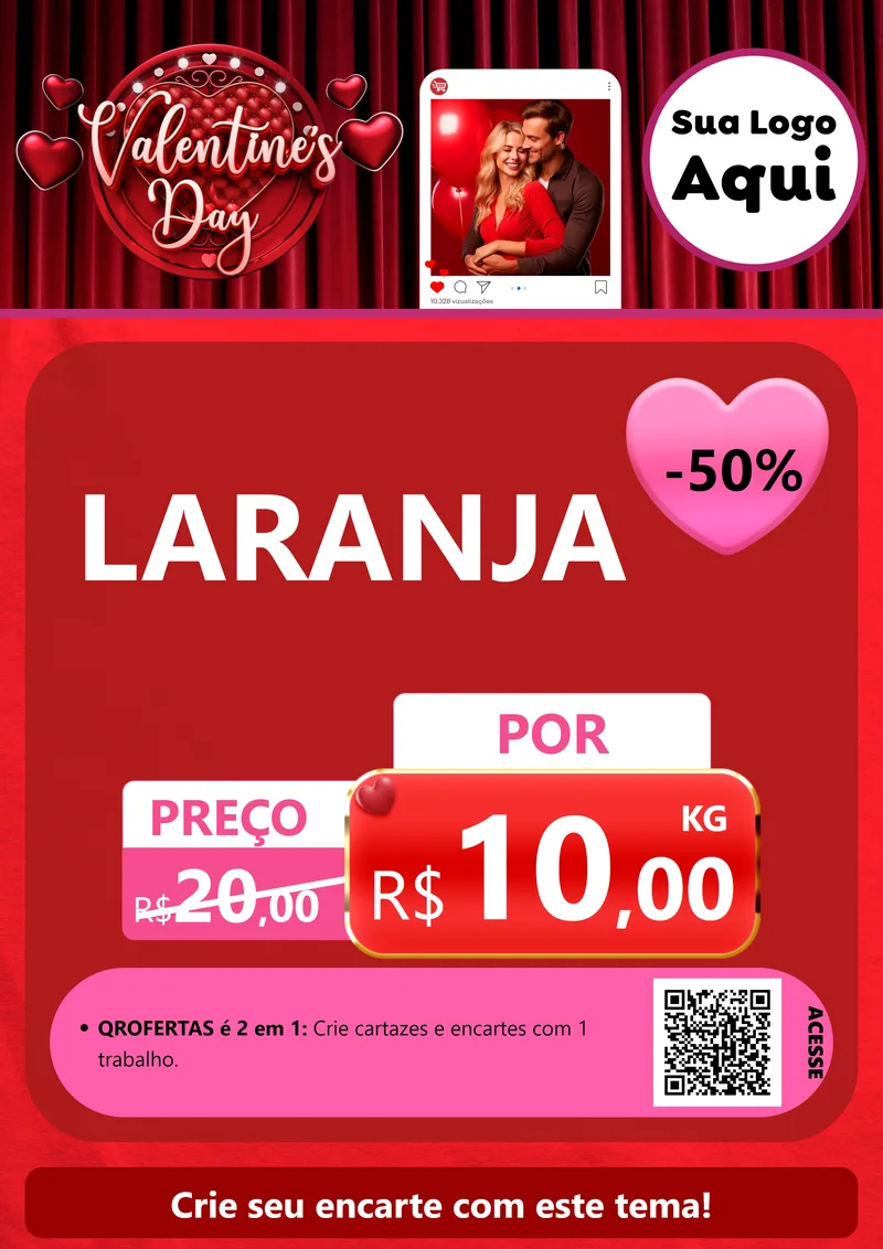 Modelo de Cartaz para Cartaz A4 Vertical com o tema Valentine's Day para Hortifrúti