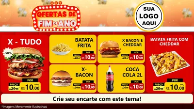 Modelo de TV para TV Horizontal com o tema Ofertas de Fim de Ano para Hamburgueria