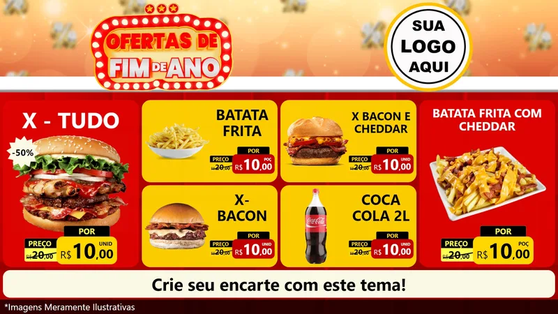 Modelo de TV para TV Horizontal com o tema Ofertas de Fim de Ano para Hamburgueria
