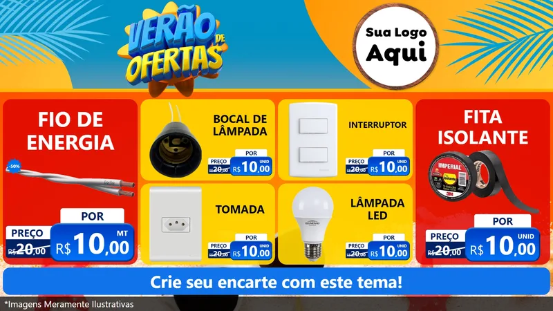 Modelo de TV para TV Horizontal com o tema Verão de Ofertas para Materiais Elétricos
