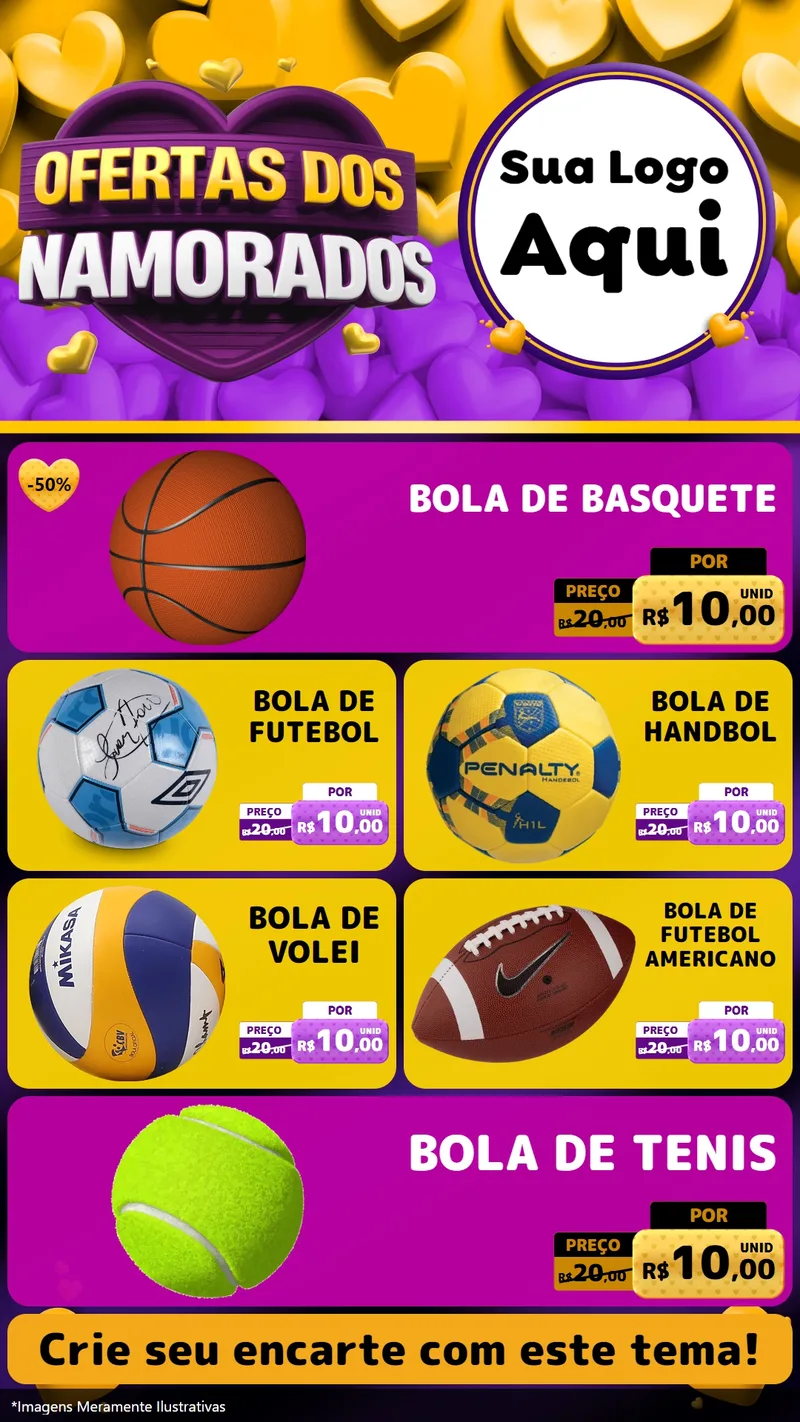 Modelo de TV para TV Vertical com o tema Oferta Dos Namorados para Artigos Esportivos
