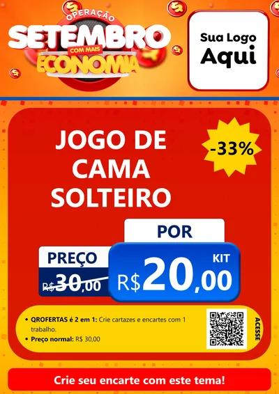 Modelo de Cartaz para Cartaz A4 Vertical com o tema Operação Setembro Com Muita Economia para Cama, Mesa e Banho