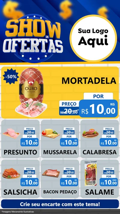 Modelo de Rede Social para Stories com o tema Show de Ofertas para Frios e Laticínios