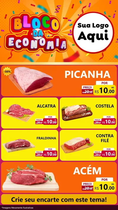 Modelo de TV para TV Vertical com o tema Bloco da Economia para Açougue