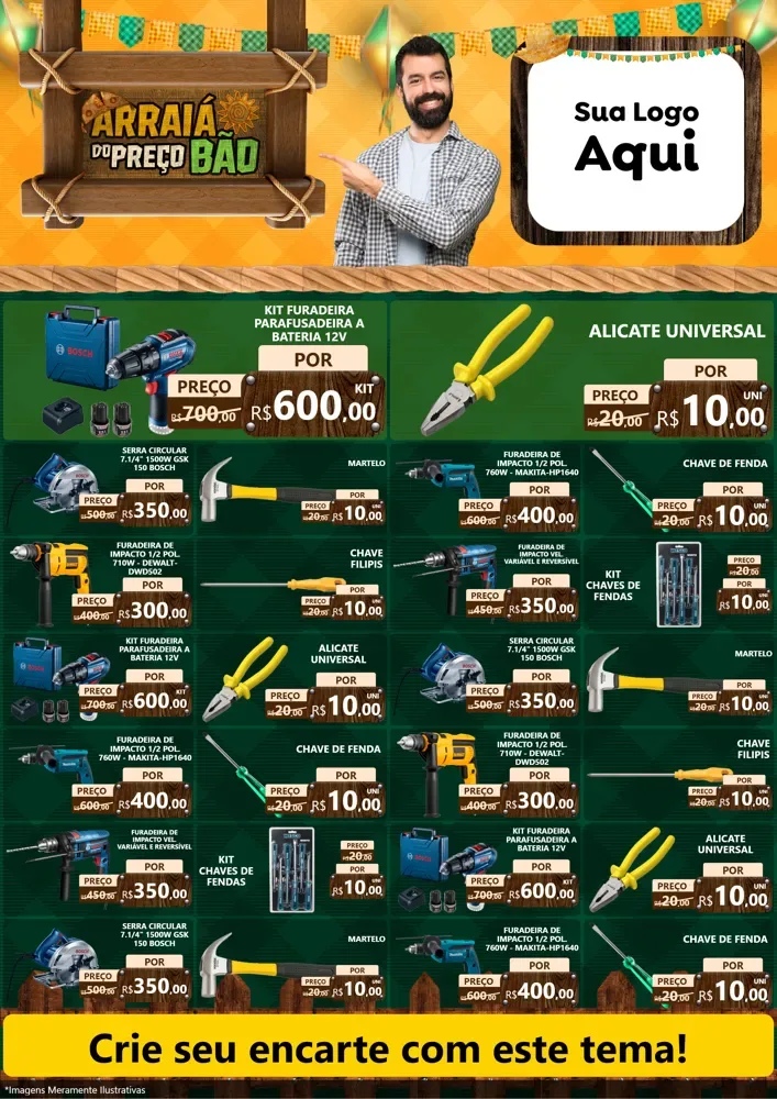Modelo de Encarte para Encarte A4 Vertical com o tema Arraiá do preço bão para Maquinas e Ferramentas