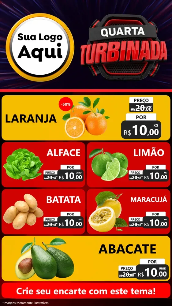 Modelo de TV para TV Vertical com o tema Quarta Turbinada para Hortifrúti