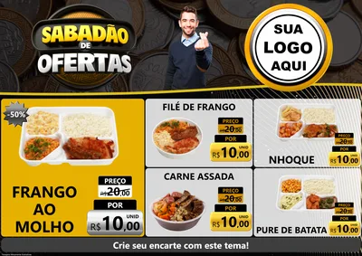 Modelo de Encarte para Encarte A4 Horizontal com o tema Sabadão de Ofertas para Restaurante