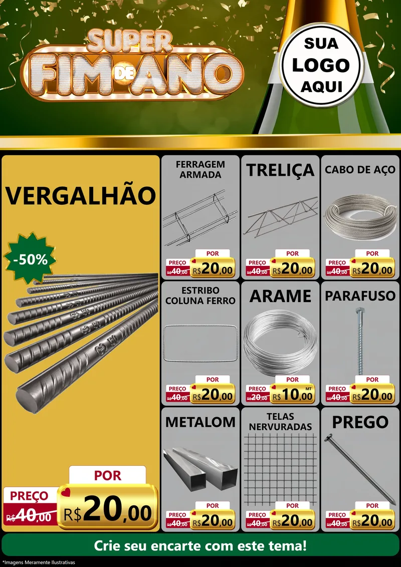 Modelo de Encarte para Encarte A4 Vertical com o tema Super Fim de Ano para Ferragens