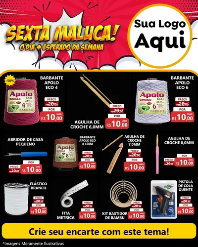 Modelo de Rede Social para Feed Instagram com o tema Sexta Maluca! para Armarinho e Aviamentos