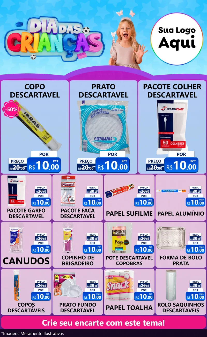 Modelo de Encarte para Encarte Grande com o tema Dia Das Crianças para Embalagens