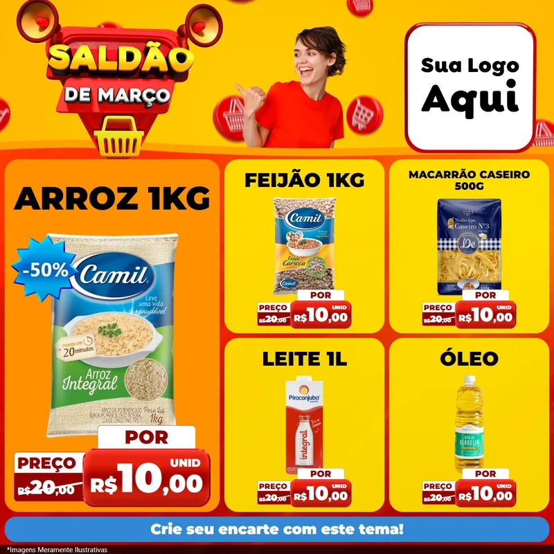 Modelo de Rede Social para Feed Facebook com o tema Saldão de Março para Supermercado
