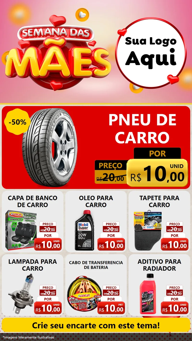 Modelo de Rede Social para Stories com o tema Semana das Mães para Auto peças