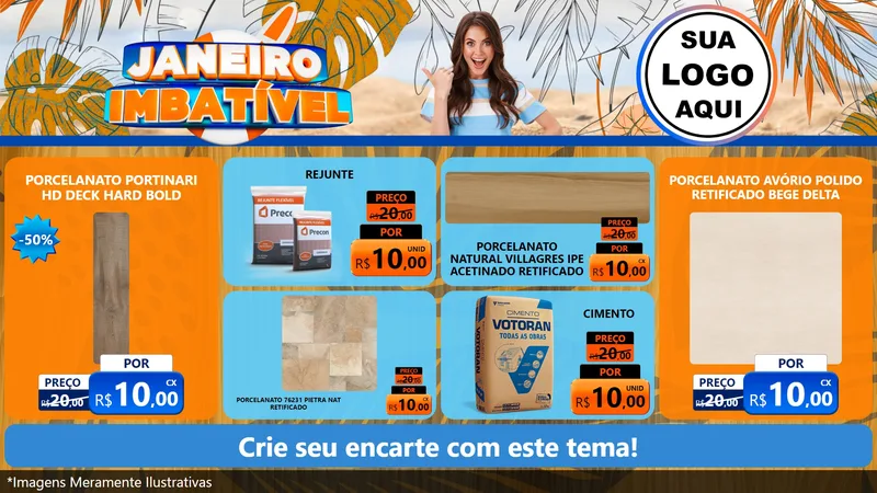 Modelo de TV para TV Horizontal com o tema Janeiro Imbatível para Pisos e revestimentos