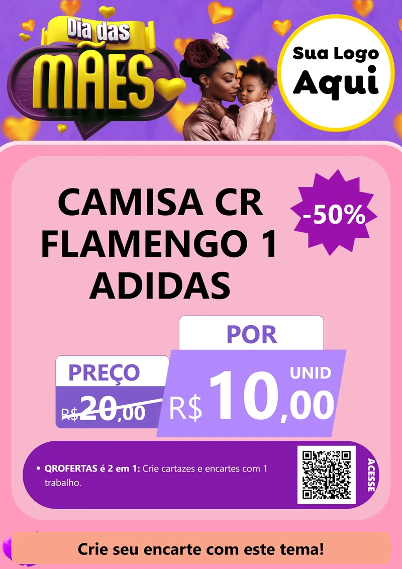Modelo de Cartaz para Cartaz A4 Vertical com o tema Dia das Mães para Roupas e acessórios