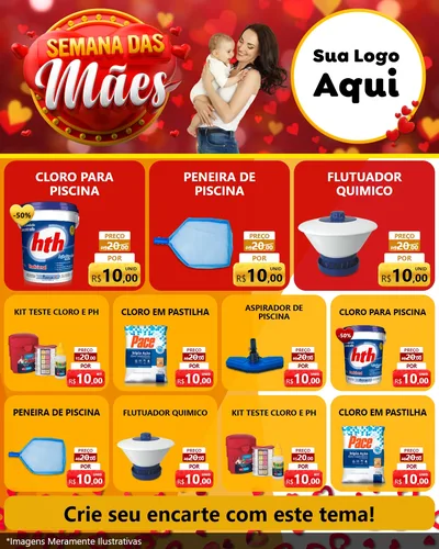 Modelo de Rede Social para Feed Instagram com o tema Semana das Mães para Produtos para Piscina