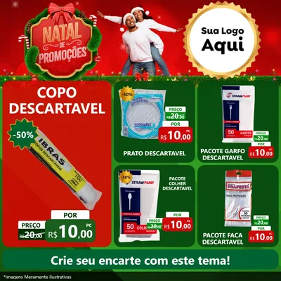 Modelo de Rede Social para Feed Facebook com o tema Natal de Promoções para Embalagens