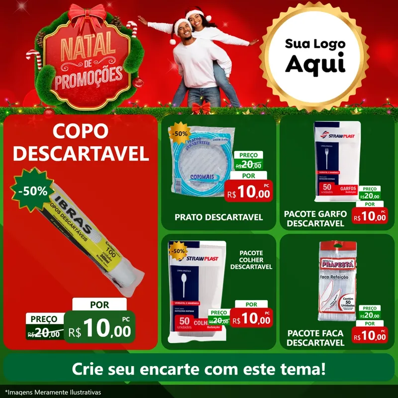 Modelo de Rede Social para Feed Facebook com o tema Natal de Promoções para Embalagens