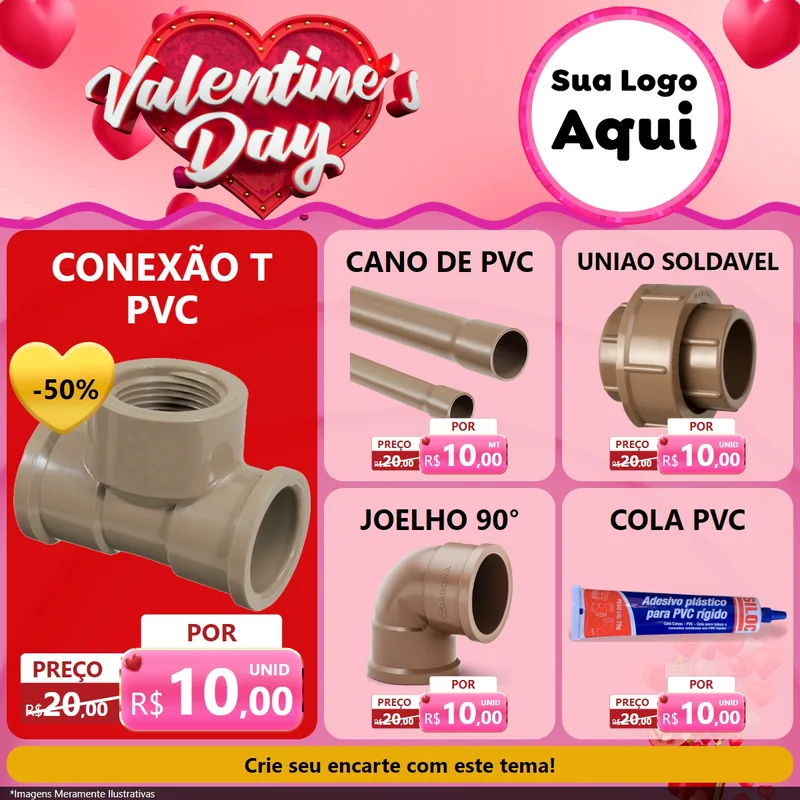 Modelo de Rede Social para Feed Facebook com o tema Valentine's Day para Tubos e conexões