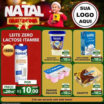 Modelo de Rede Social para Feed Facebook com o tema Natal da Economia para Frios e Laticínios