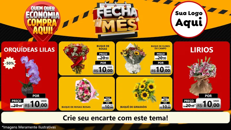 Modelo de TV para TV Horizontal com o tema Fecha Mês para Floricultura e jardim
