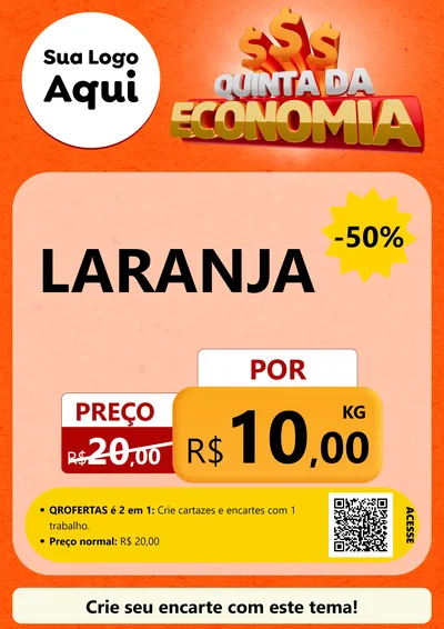 Modelo de Cartaz para Cartaz A4 Vertical com o tema Quinta da Economia para Hortifrúti