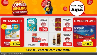 Modelo de TV para TV Horizontal com o tema Comece Janeiro Economizando para Farmácia