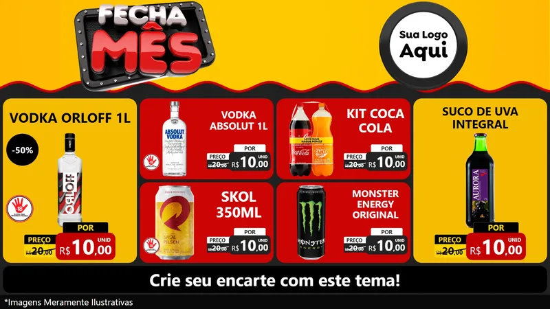 Modelo de TV para TV Horizontal com o tema Fecha Mês para Distribuidora de bebidas