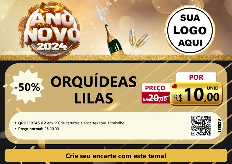 Modelo de Cartaz para Cartaz A4 Horizontal com o tema Feliz Ano Novo 2027 para Floricultura e jardim