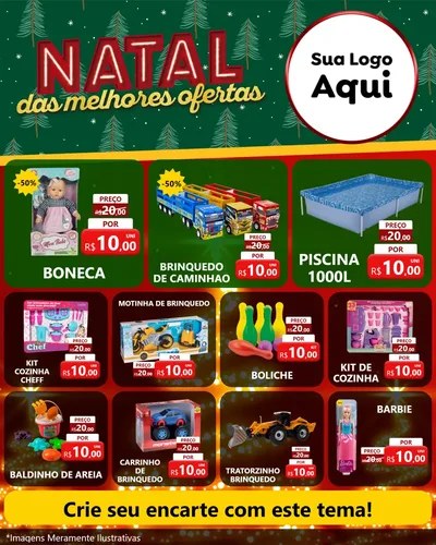 Modelo de Rede Social para Feed Instagram com o tema Natal das Melhores Ofertas para Brinquedos