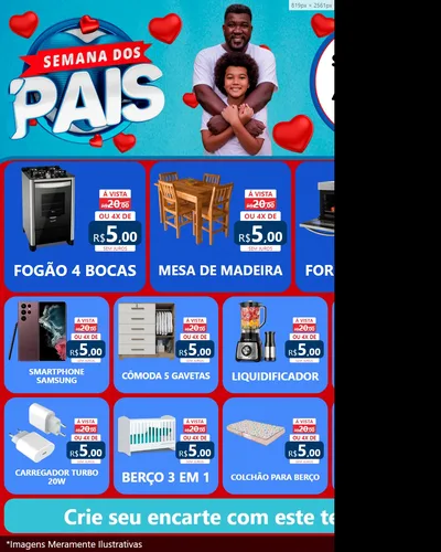 Modelo de Rede Social para Feed Instagram com o tema Semana Dos Pais para Móveis e Eletro