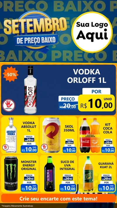 Modelo de Rede Social para Stories com o tema Setembro De Preço Baixo para Distribuidora de bebidas