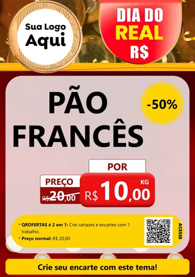 Modelo de Cartaz para Cartaz A4 Vertical com o tema Dia do Real para Padaria