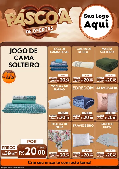 Modelo de Encarte para Encarte A4 Vertical com o tema Páscoa de Ofertas para Cama, Mesa e Banho