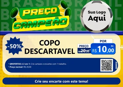 Modelo de Cartaz para Cartaz A4 Horizontal com o tema Preço Campeão - Copa para Embalagens