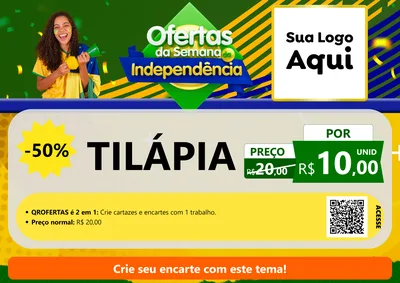 Modelo de Cartaz para Cartaz A4 Horizontal com o tema Ofertas da Semana da Independência para Peixaria