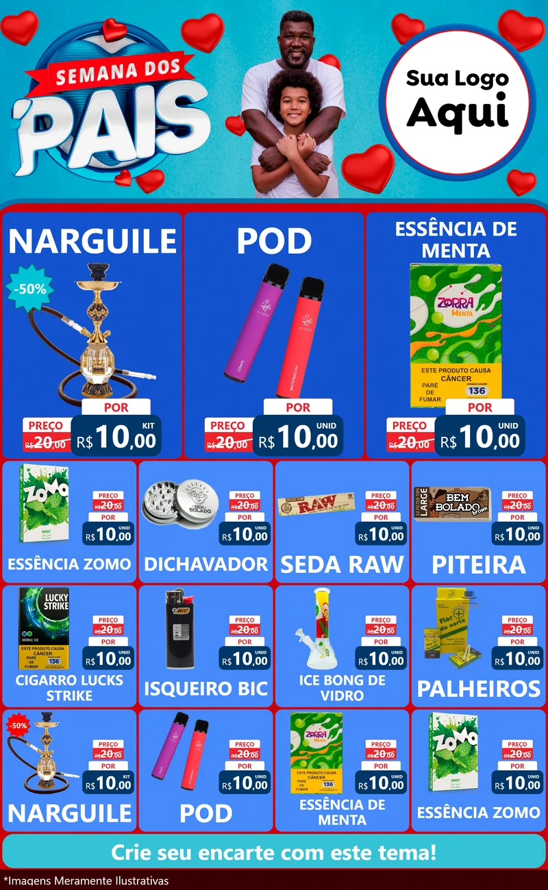 Modelo de Encarte para Encarte Grande com o tema Semana Dos Pais para Tabacaria