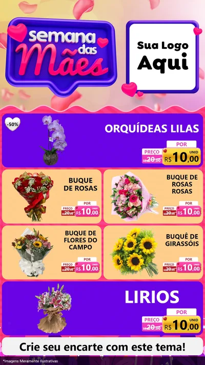 Modelo de TV para TV Vertical com o tema Semana das Mães para Floricultura e jardim