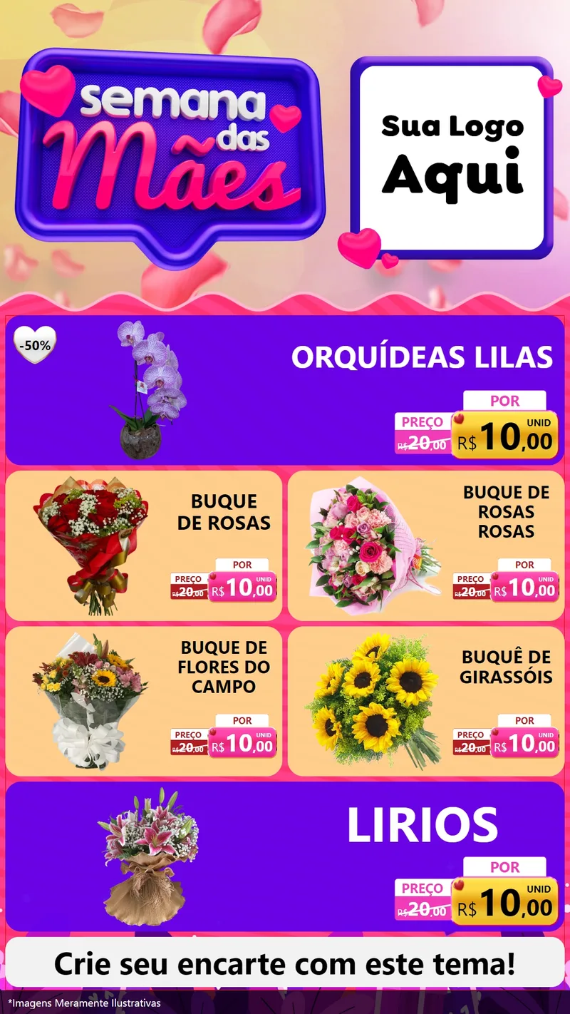 Modelo de TV para TV Vertical com o tema Semana das Mães para Floricultura e jardim