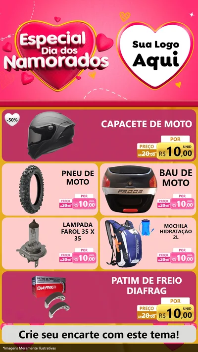 Modelo de TV para TV Vertical com o tema Especial Dia dos Namorados para Moto peças
