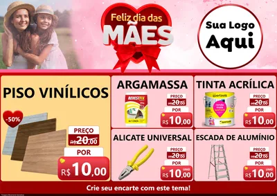 Modelo de Encarte para Encarte A4 Horizontal com o tema Feliz Dia Das Mães para Material para Construção