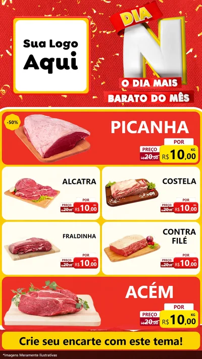 Modelo de TV para TV Vertical com o tema Dia N o Dia Mais Barato do Mês para Açougue