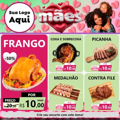 Modelo de Rede Social para Feed Facebook com o tema Dia das Mães para Assados