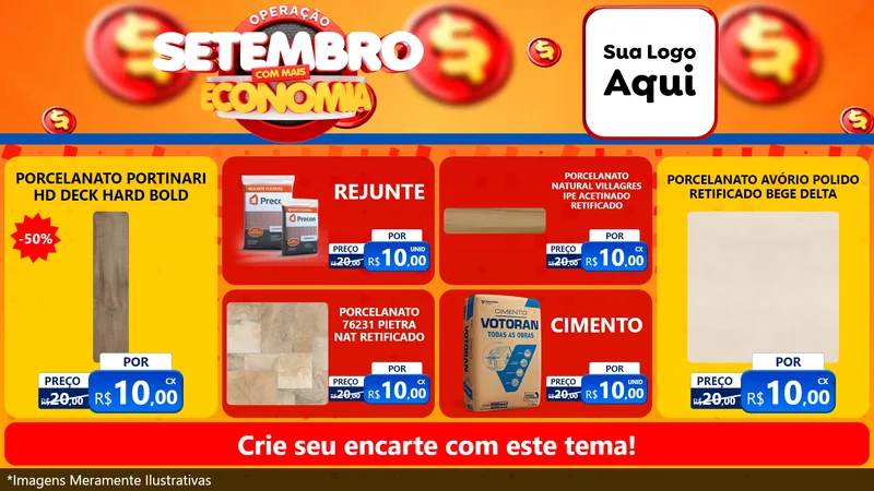 Modelo de TV para TV Horizontal com o tema Operação Setembro Com Muita Economia para Pisos e revestimentos