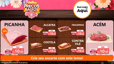 Modelo de TV para TV Horizontal com o tema Primavera de Preços Baixos para Açougue