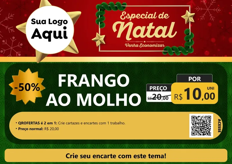 Modelo de Cartaz para Cartaz A4 Horizontal com o tema Especial de Natal para Restaurante