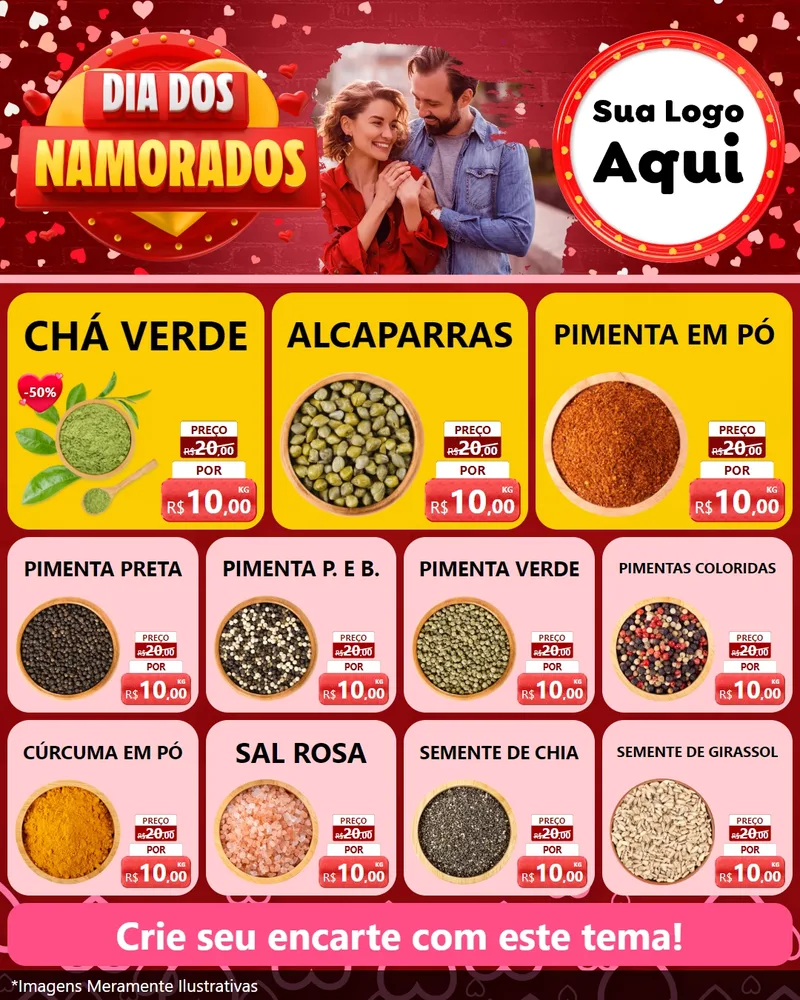 Modelo de Rede Social para Feed Instagram com o tema Dia Dos Namorados para Produtos Naturais